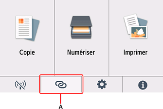 Écran ACCUEIL : sélectionnez Connexion sans fil